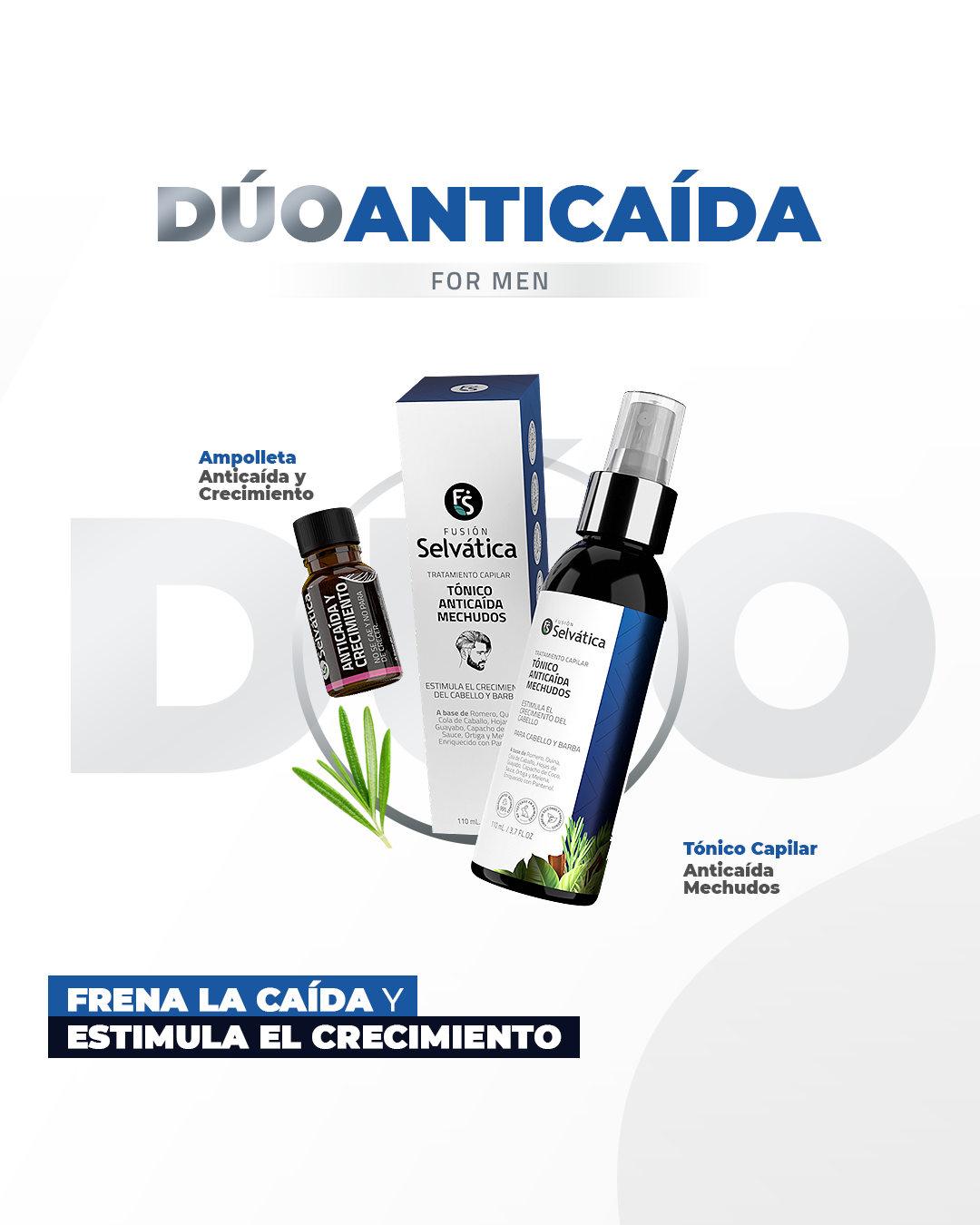 DÚO ANTICAÍDA  HOMBRE, TÓNICO + AMPOLLA