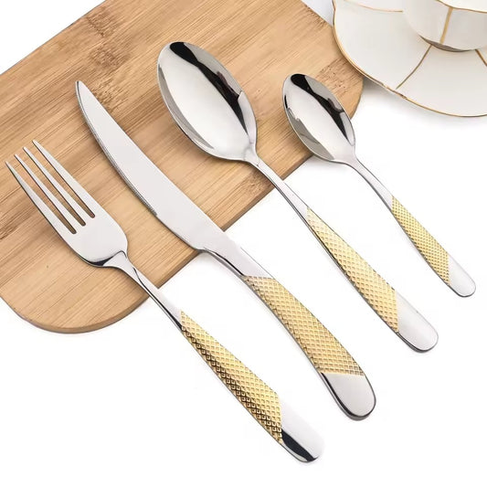 SET DE CUBIERTOS DE LUJO DE 24 PIEZAS EN ACERO INOXIDABLE